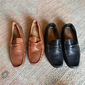 2 Nordstrom Men's Leather Loafers - Black and Brown 11